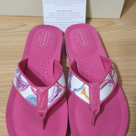 COACH JOLIE POPPY Flip flops 6.5 - Picture 3 of 5